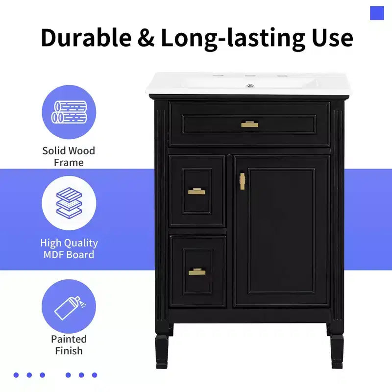 Meuble-lavabo de salle de bain 20 po avec lavabo, porte à fermeture douce, étagère de rangement, tiroir, gris