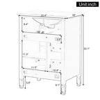 Meuble-lavabo de salle de bain 20 po avec lavabo, porte à fermeture douce, étagère de rangement, tiroir, gris