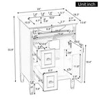 Meuble-lavabo de salle de bain 20 po avec lavabo, porte à fermeture douce, étagère de rangement, tiroir, gris