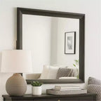 Royal Hampton Dresser Mirror, 35 Inch Bevel Edge Frame, Brown Wood
