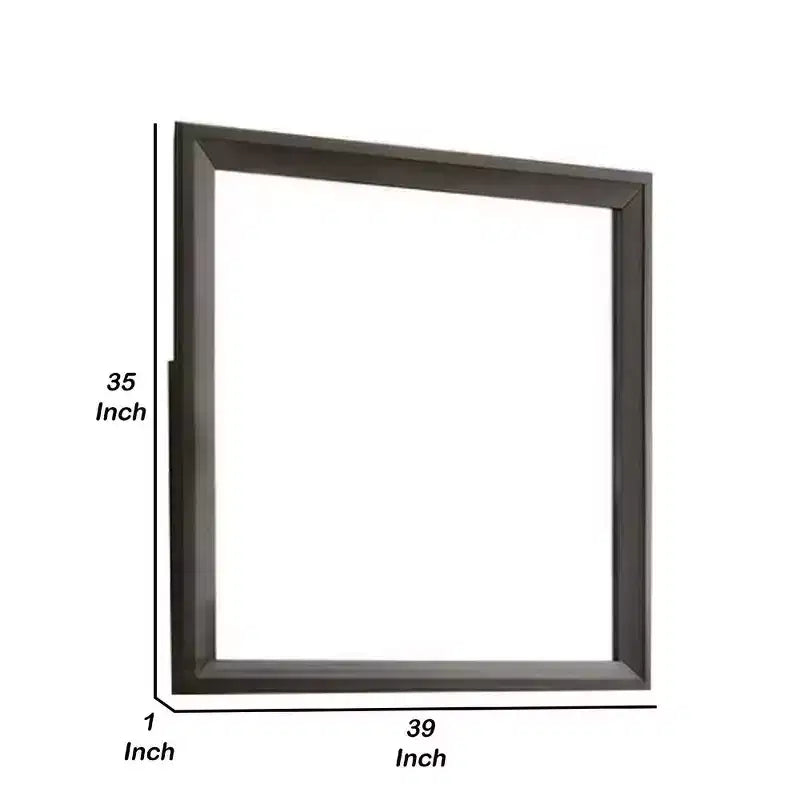 Miroir de commode, cadre biseauté de 35 pouces, bois marron