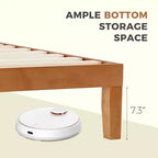 Cadre de lit plateforme en bois massif naturel avec design silencieux, lit de chambre principale, pas besoin de sommier tapissier