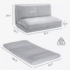 Canapé-lit pliable en mousse rembourré, matelas de sol large et moelleux, canapé mural transformable