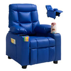 Fauteuil inclinable pour enfants, fauteuil inclinable pour tout-petits avec porte-gobelets et poches, dossier réglable de 107 à 126, canapé inclinable en cuir PU facile à nettoyer