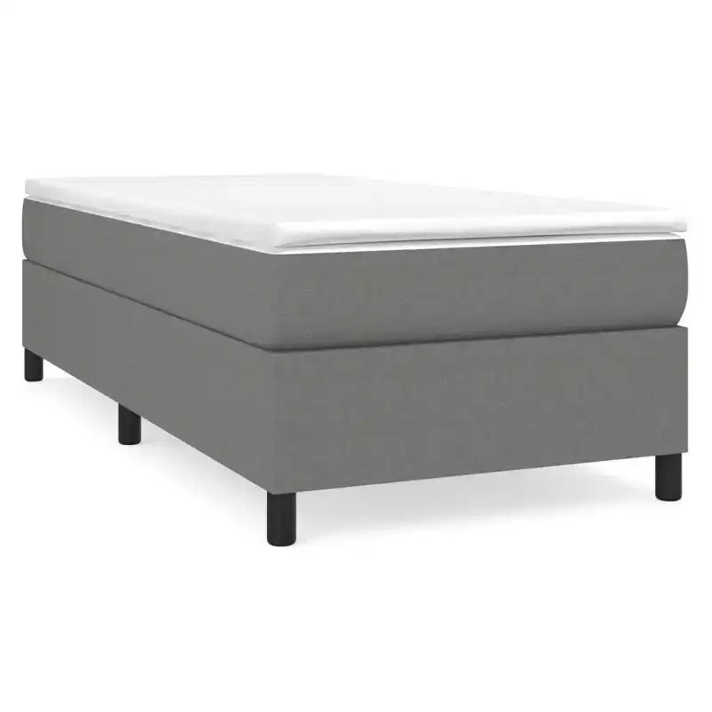 Cadre de lit en tissu gris foncé (100 % polyester), contreplaqué, bois composite
