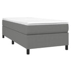 Cadre de lit en tissu gris foncé (100 % polyester), contreplaqué, bois composite
