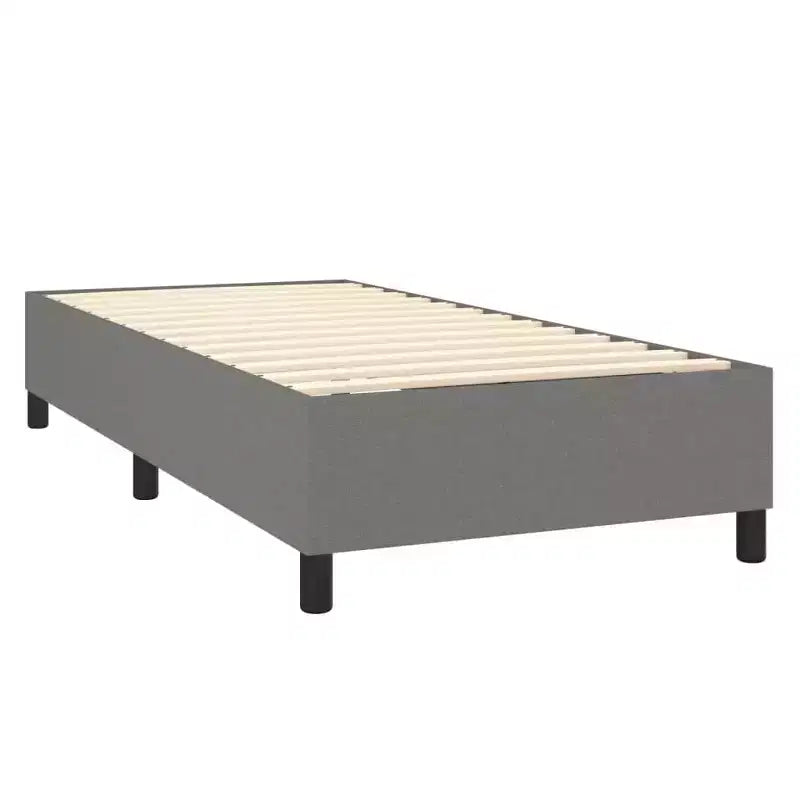 Cadre de lit en tissu gris foncé (100 % polyester), contreplaqué, bois composite