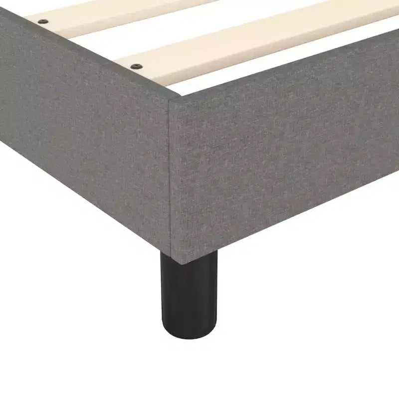 Cadre de lit en tissu gris foncé (100 % polyester), contreplaqué, bois composite