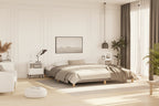 Bed Frame Light grey 100% polyester, plywood, engineered wood King