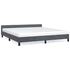 Cadre de lit avec tête de lit velours gris foncé California King Moderne