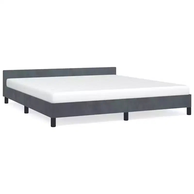 Cadre de lit avec tête de lit velours gris foncé California King Moderne
