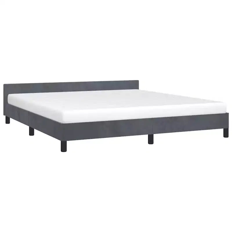 Cadre de lit avec tête de lit velours gris foncé California King Moderne