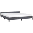 Cadre de lit avec tête de lit velours gris foncé California King Moderne
