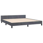 Cadre de lit avec tête de lit velours gris foncé California King Moderne