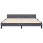 Cadre de lit avec tête de lit velours gris foncé California King Moderne