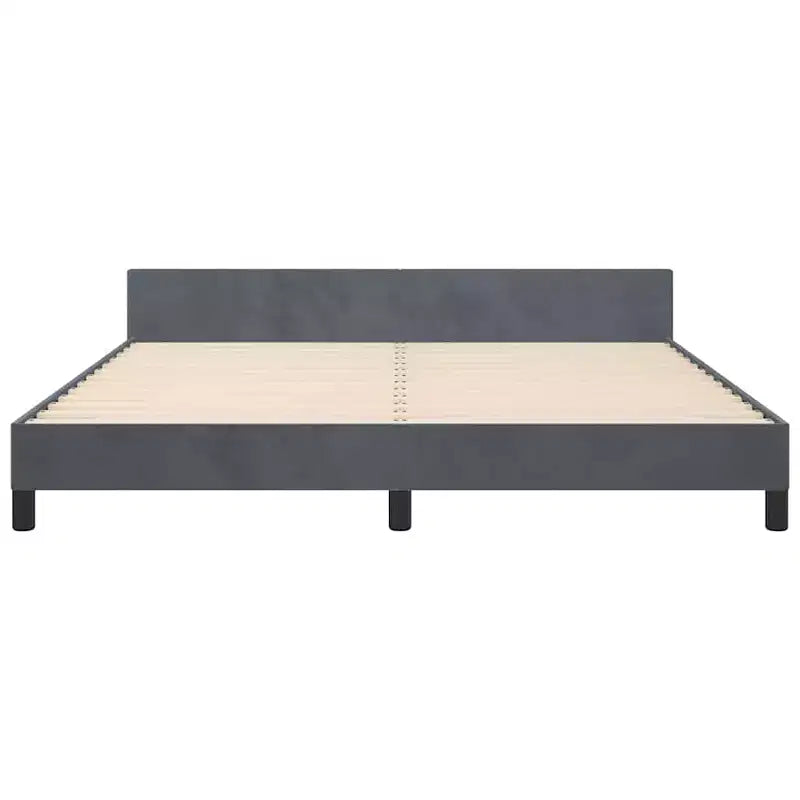 Cadre de lit avec tête de lit velours gris foncé California King Moderne