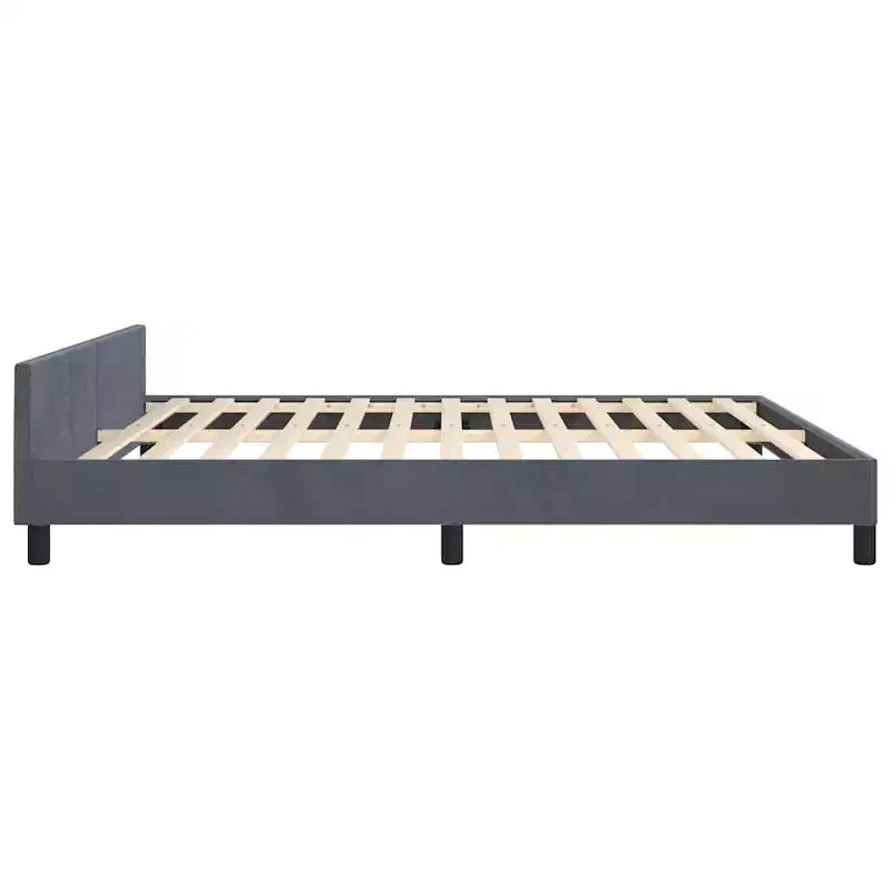 Cadre de lit avec tête de lit velours gris foncé California King Moderne