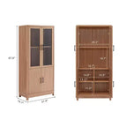 Bibliothèque en bois avec portes vitrées, étagère de rangement avec étagères réglables, présentoir pour bureau, salon