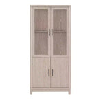 Bibliothèque en bois avec portes vitrées, étagère de rangement avec étagères réglables, présentoir pour bureau, salon