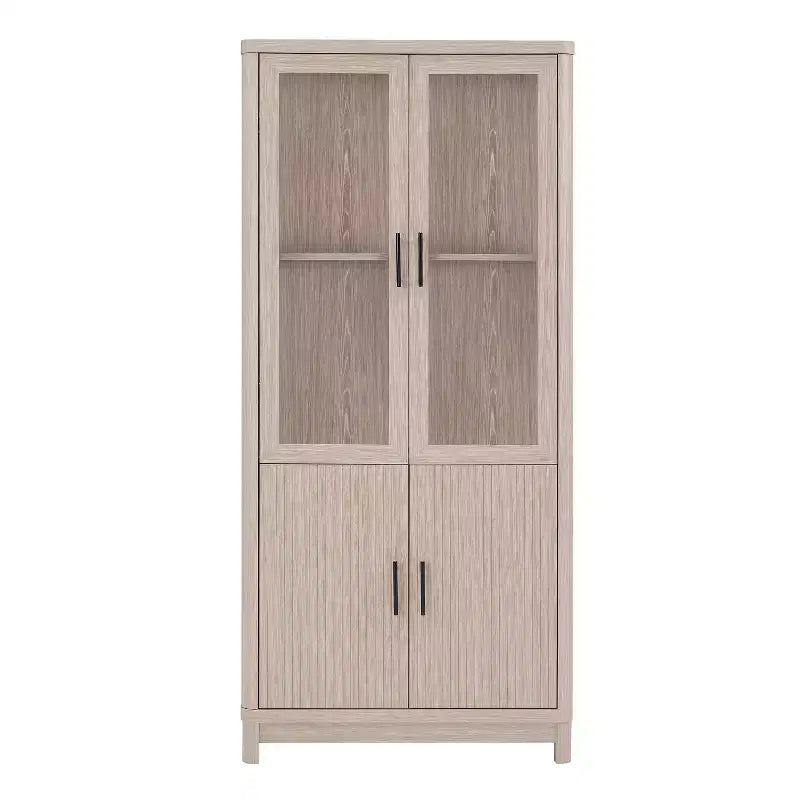 Bibliothèque en bois avec portes vitrées, étagère de rangement avec étagères réglables, présentoir pour bureau, salon