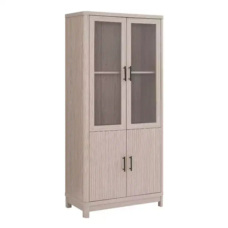 Bibliothèque en bois avec portes vitrées, étagère de rangement avec étagères réglables, présentoir pour bureau, salon