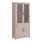 Bibliothèque en bois avec portes vitrées, étagère de rangement avec étagères réglables, présentoir pour bureau, salon