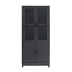 Bibliothèque en bois avec portes vitrées, étagère de rangement avec étagères réglables, présentoir pour bureau, salon
