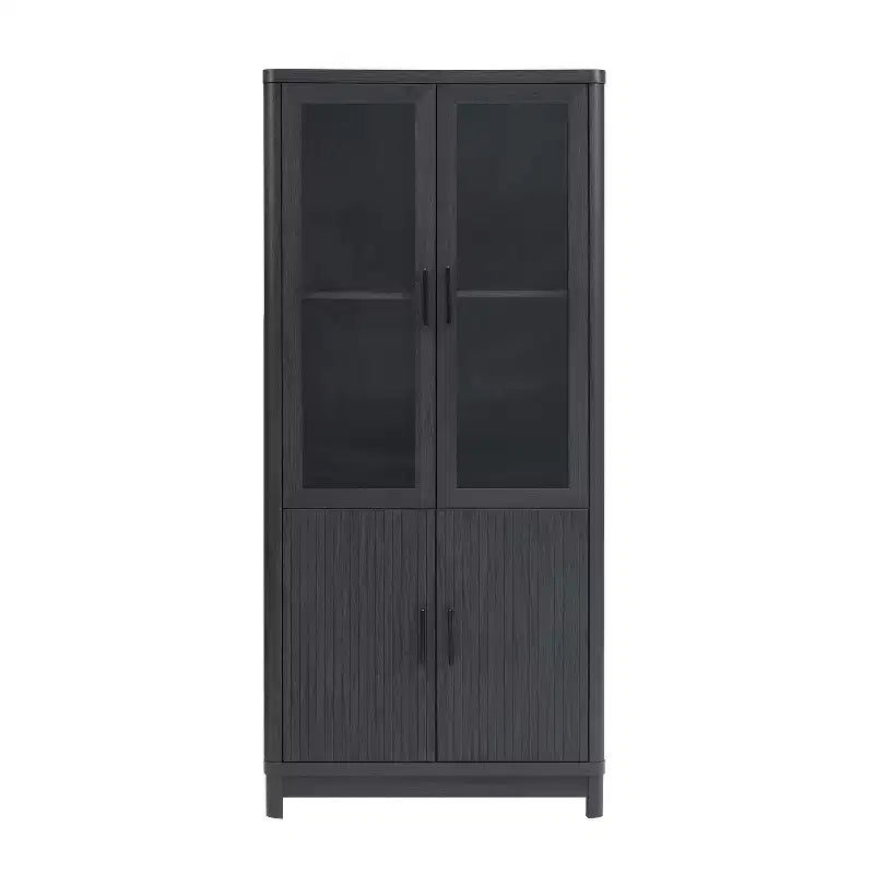Bibliothèque en bois avec portes vitrées, étagère de rangement avec étagères réglables, présentoir pour bureau, salon