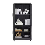 Bibliothèque en bois avec portes vitrées, étagère de rangement avec étagères réglables, présentoir pour bureau, salon