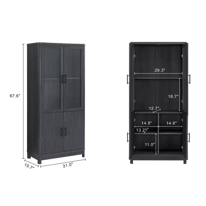 Bibliothèque en bois avec portes vitrées, étagère de rangement avec étagères réglables, présentoir pour bureau, salon