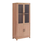 Bibliothèque en bois avec portes vitrées, étagère de rangement avec étagères réglables, présentoir pour bureau, salon