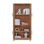 Bibliothèque en bois avec portes vitrées, étagère de rangement avec étagères réglables, présentoir pour bureau, salon