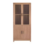 Bibliothèque en bois avec portes vitrées, étagère de rangement avec étagères réglables, présentoir pour bureau, salon