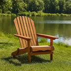 Chaise d'extérieur, dossier à lattes, bois brun naturel