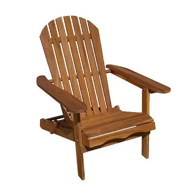 Fauteuil Adirondack extérieur, dossier à lattes, bois brun naturel