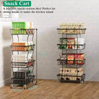 Panier à fruits – Chariot de rangement de cuisine roulant à 4 niveaux avec roues pour conserver fruits, pommes de terre, oignons, snacks, légumes, pain et autres produits.