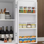 Desserte de cuisine roulante blanche, plateau en bois d'hévéa, 1 tiroir, 2 portes, étagères réglables