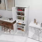 Garde-manger de cuisine autoportant blanc 71, 4 portes 1 tiroir 2 étagères réglables