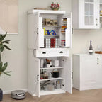 Élément de rangement de cuisine blanc 71, 4 portes (2 avec étagères), 1 tiroir, 2 étagères réglables