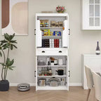 Élément de rangement de cuisine blanc 71, 4 portes (2 avec étagères), 1 tiroir, 2 étagères réglables