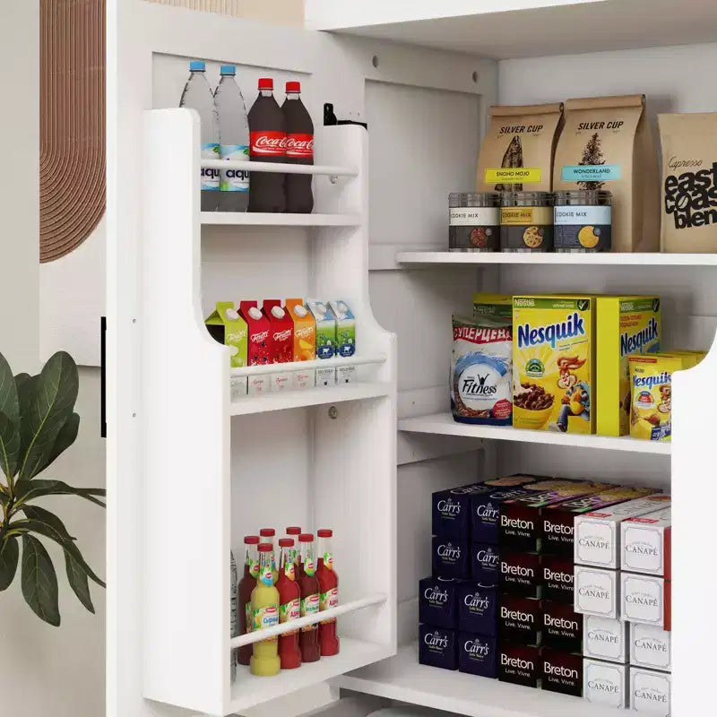 Élément de rangement de cuisine blanc 71, 4 portes (2 avec étagères), 1 tiroir, 2 étagères réglables