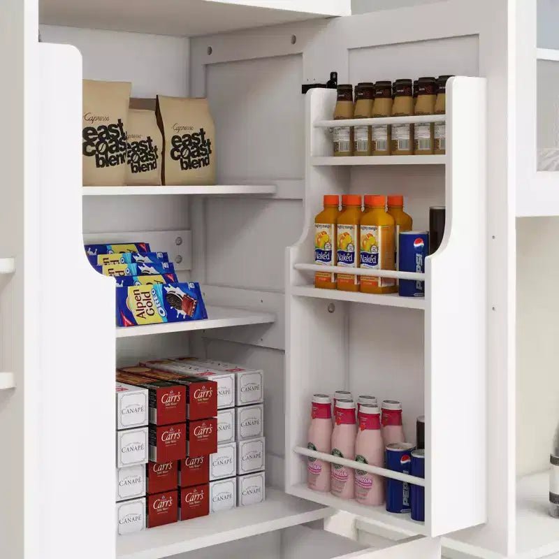 Élément de rangement de cuisine blanc 71, 4 portes (2 avec étagères), 1 tiroir, 2 étagères réglables