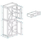 Élément de rangement de cuisine blanc 71, 4 portes (2 avec étagères), 1 tiroir, 2 étagères réglables
