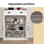 Élément de rangement de cuisine blanc 71, 4 portes (2 avec étagères), 1 tiroir, 2 étagères réglables