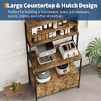 Étagère de Boulanger de Cuisine de 68 po avec Rangement, Meuble de Bar à Café Industriel à 6 Niveaux avec Support à Micro-ondes, Étagères et Armoire pour Casseroles, Poêles, Épices
