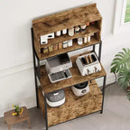 Étagère de Boulanger de Cuisine de 68 po avec Rangement, Meuble de Bar à Café Industriel à 6 Niveaux avec Support à Micro-ondes, Étagères et Armoire pour Casseroles, Poêles, Épices