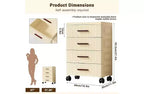 Meuble de Rangement Mobile, Classeur à 4 Tiroirs, Meuble de Rangement de Bureau avec Roulettes pour Chambre, Table de Chevet