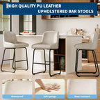 Tabourets de bar / 4, Tabourets de bar hauteur comptoir en cuir PU avec dossier et repose-pieds, Chaises de bar rembourrées pour salle à manger et îlot de cuisine