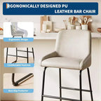 Tabourets de bar / 4, Tabourets de bar hauteur comptoir en cuir PU avec dossier et repose-pieds, Chaises de bar rembourrées pour salle à manger et îlot de cuisine