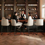 Tabourets de bar / 4, Tabourets de bar hauteur comptoir en cuir PU avec dossier et repose-pieds, Chaises de bar rembourrées pour salle à manger et îlot de cuisine